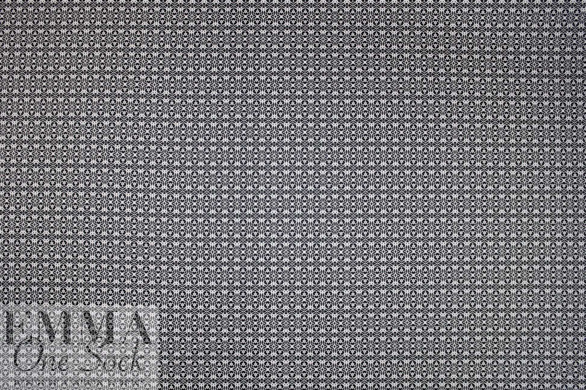 Italian black/white graphic medallion cotton stretch woven