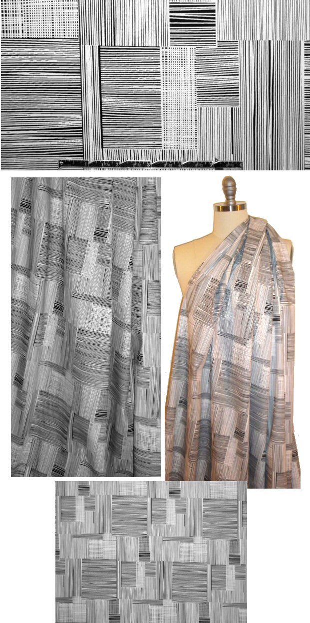 patch hatch printed cotton lycra woven - black/white 1.33 yd