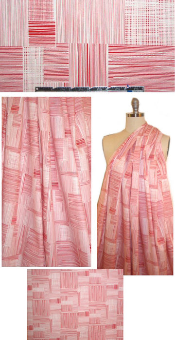 patch hatch printed cotton lycra woven - red/white