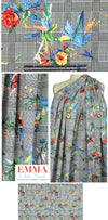 glen plaid floral cotton/spandex sateen