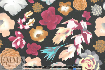 succulents 1 cotton/spandex shirting - raspberry