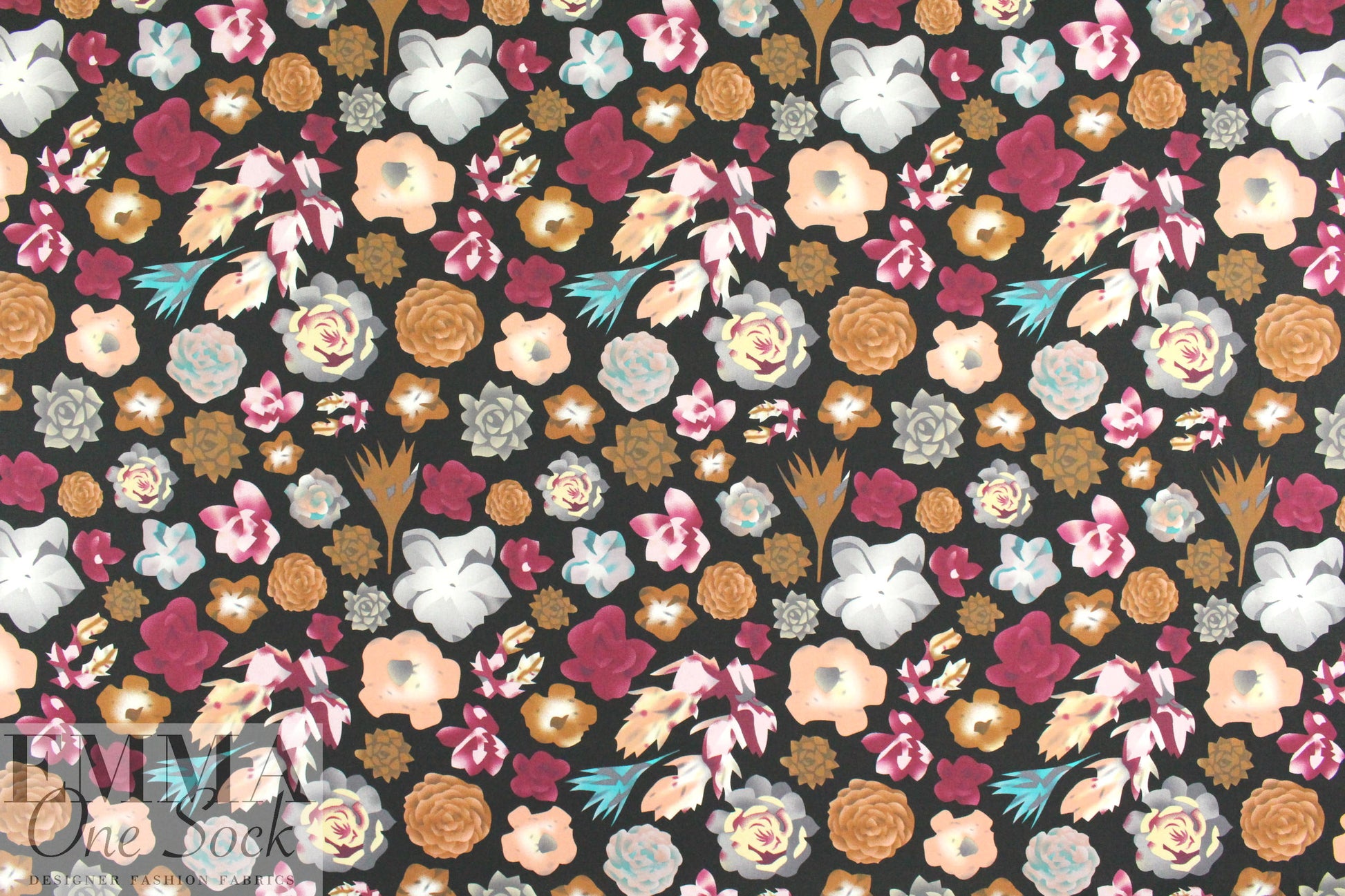 succulents 1 cotton/spandex shirting - raspberry 1.375 yd