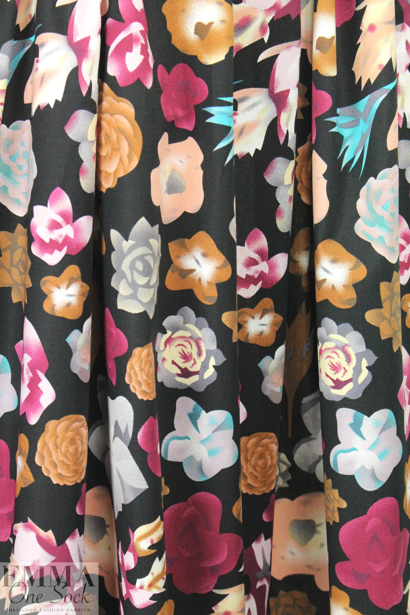 succulents 1 cotton/spandex shirting - raspberry