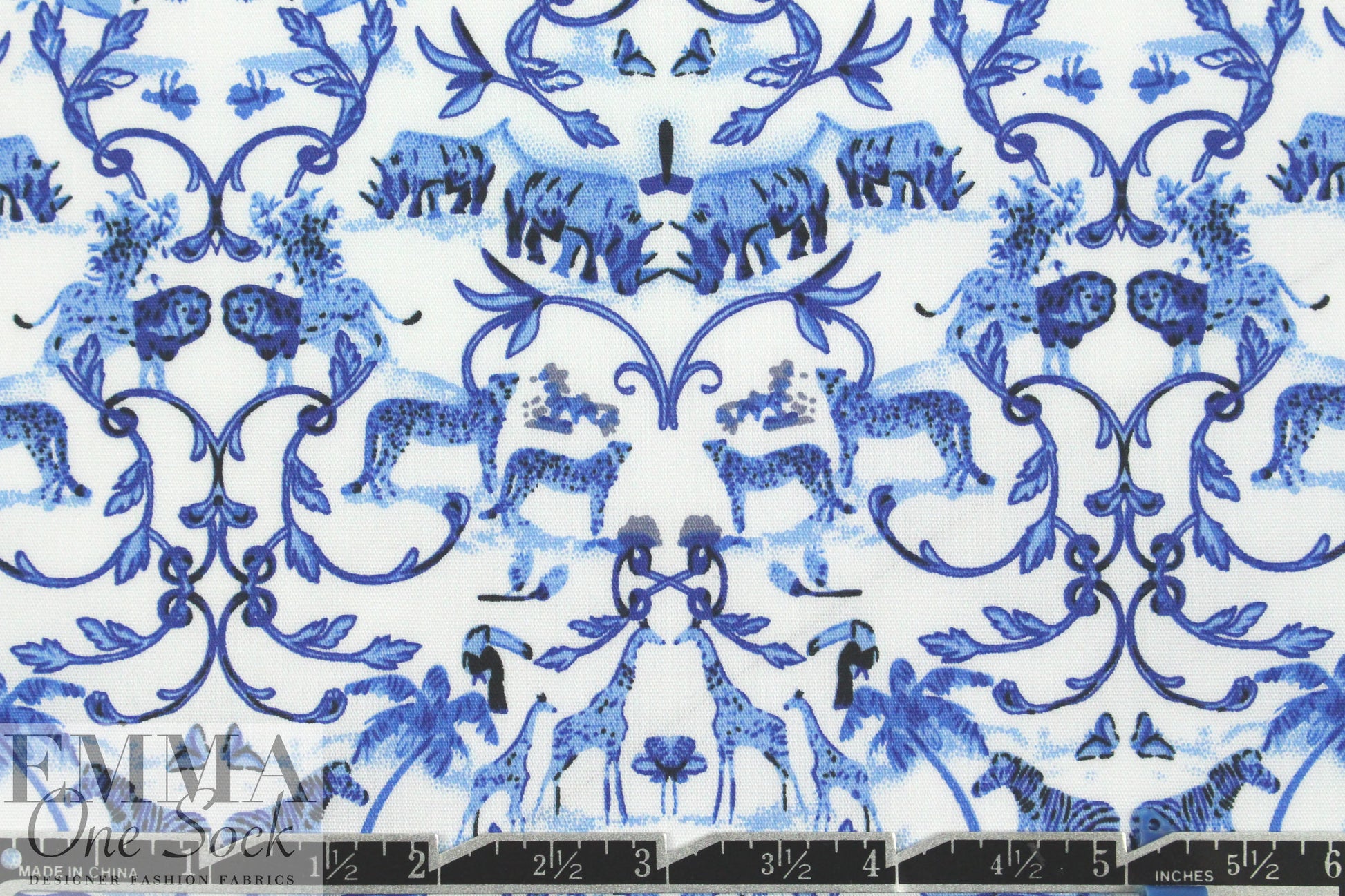 Noah's Art cotton/spandex shirting - blue/white