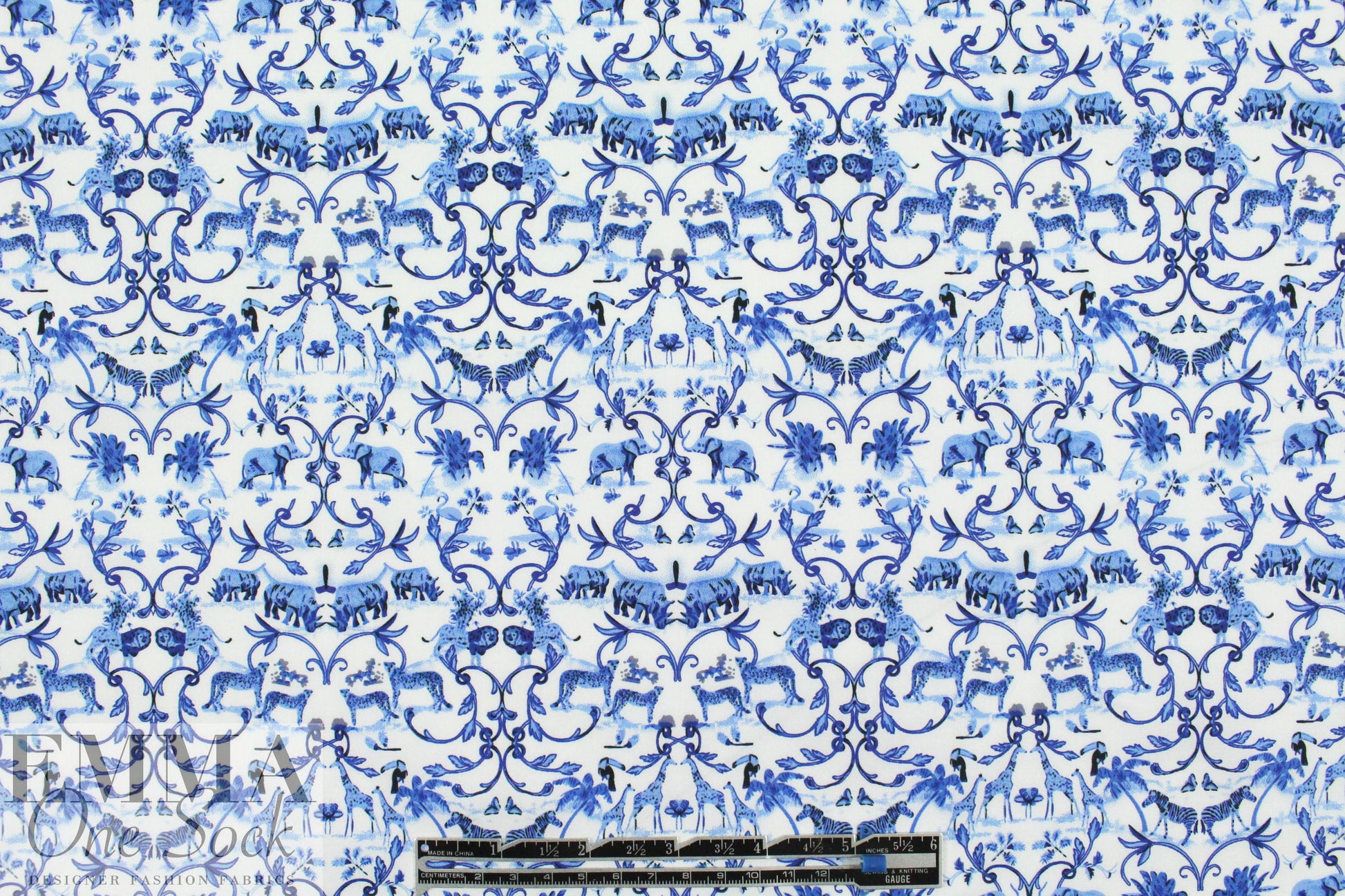 Noah's Art cotton/spandex shirting - blue/white