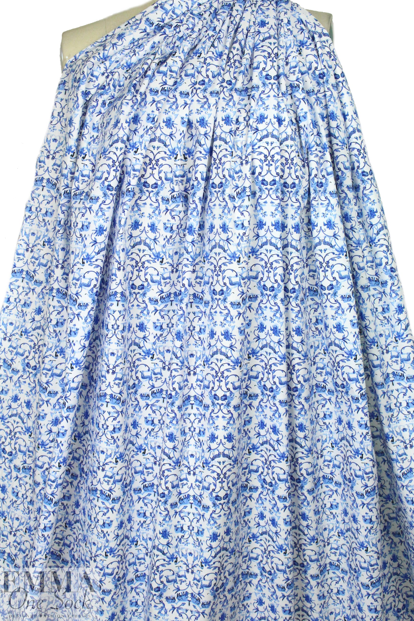 Noah's Art cotton/spandex shirting - blue/white