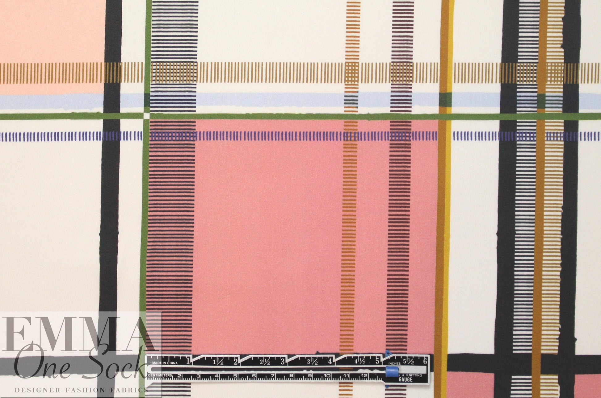 Italian cotton sateen stretch woven - modern plaid