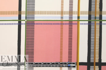 Italian cotton sateen stretch woven - modern plaid