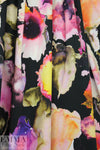 Italian painted floral cotton stretch woven - pink/black