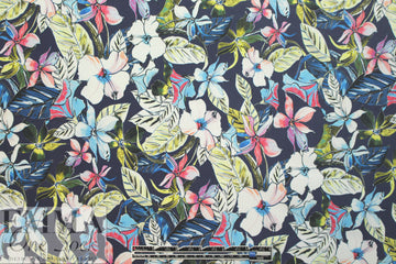 Italian 'Liberty' floral stretch cotton - blue/pink/limon 1.875 yd
