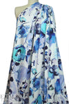Italian watercolor floral cotton stretch woven - blues