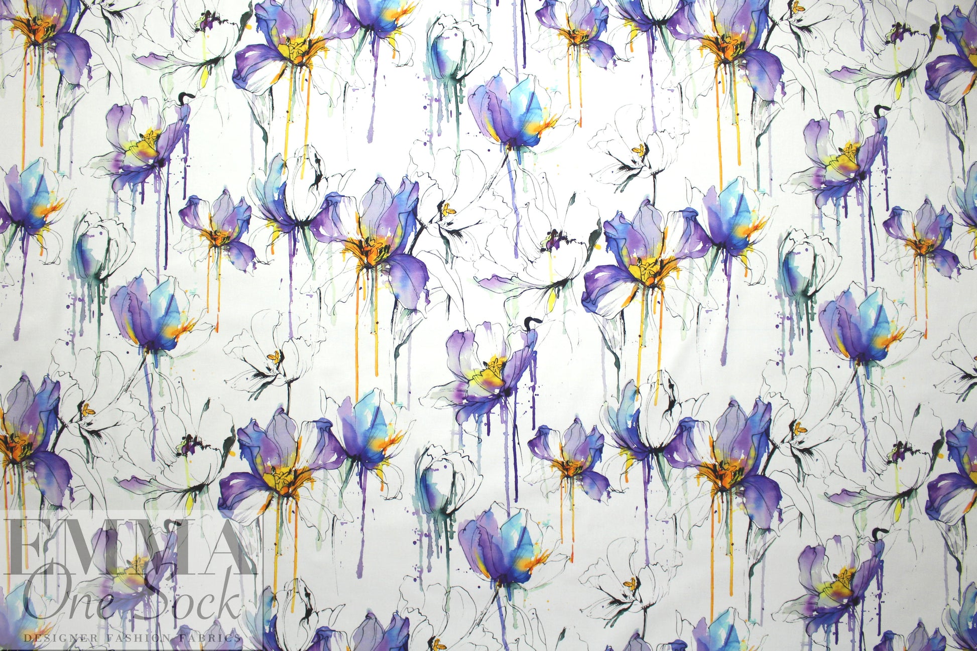 Italian pen and ink cotton stretch woven - indigo