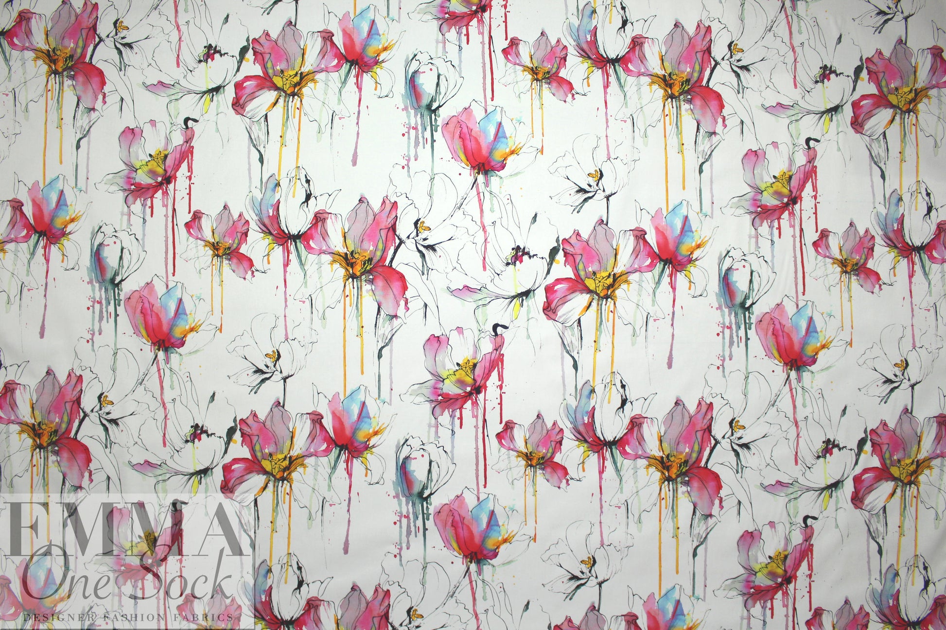 Italian pen and ink cotton stretch woven - rose
