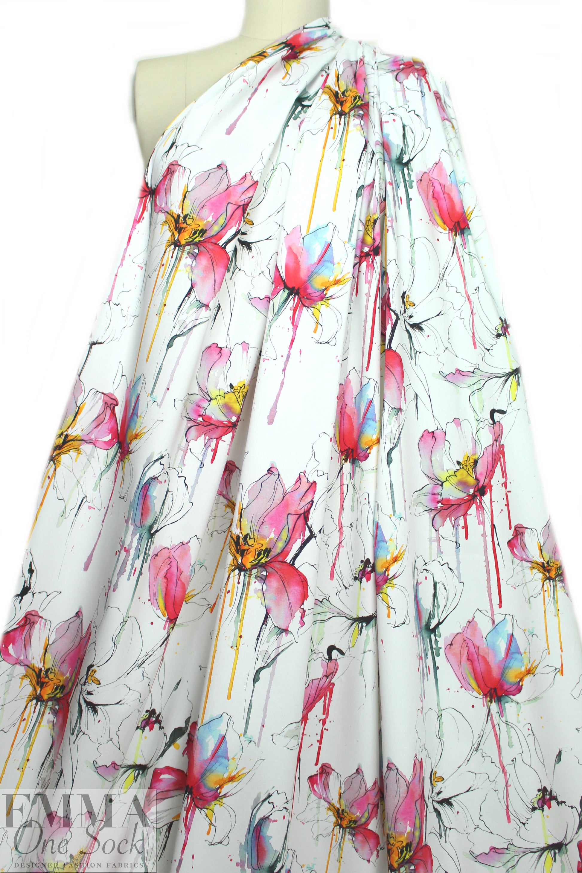 Italian pen and ink cotton stretch woven - rose
