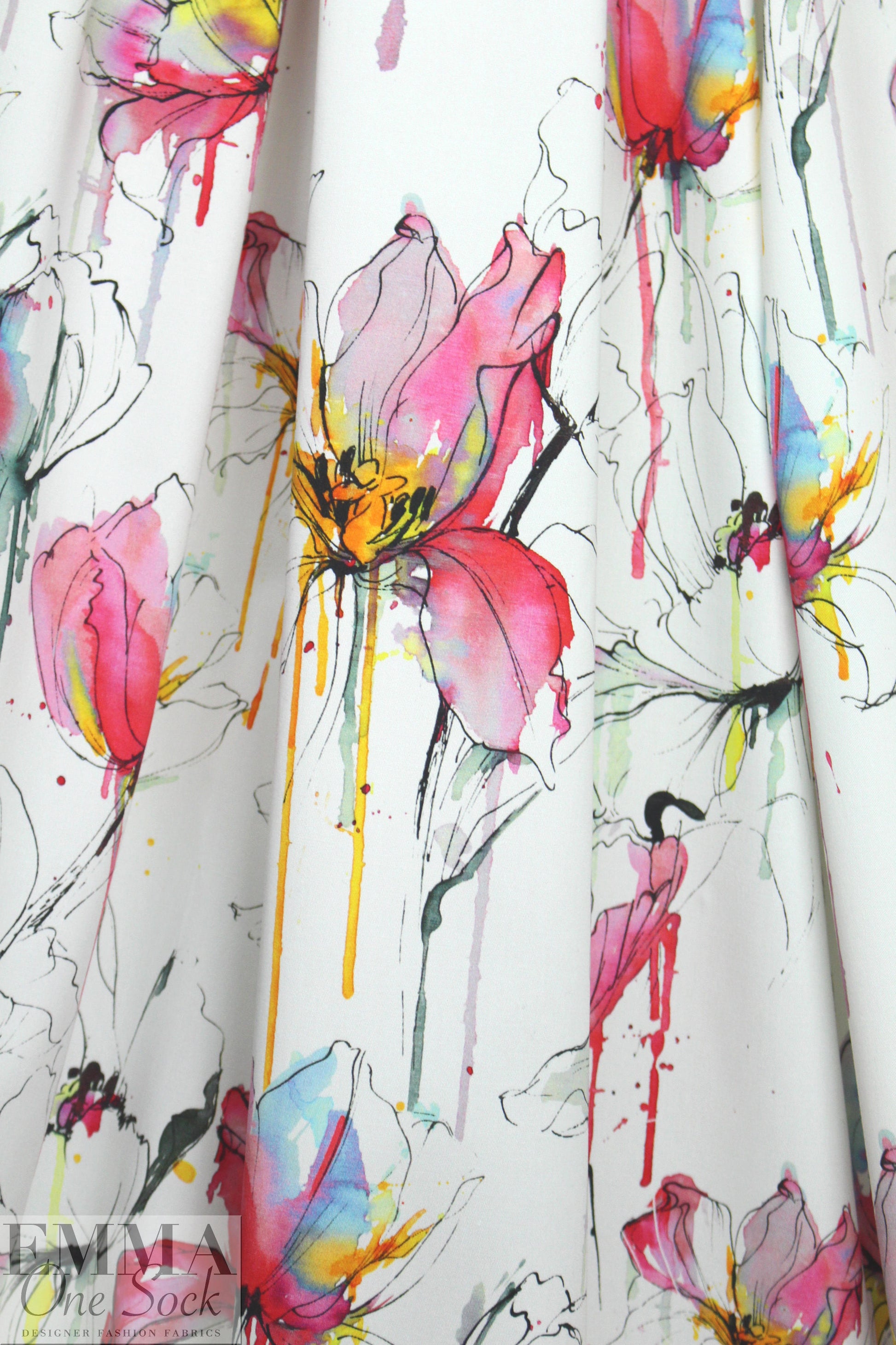Italian pen and ink cotton stretch woven - rose