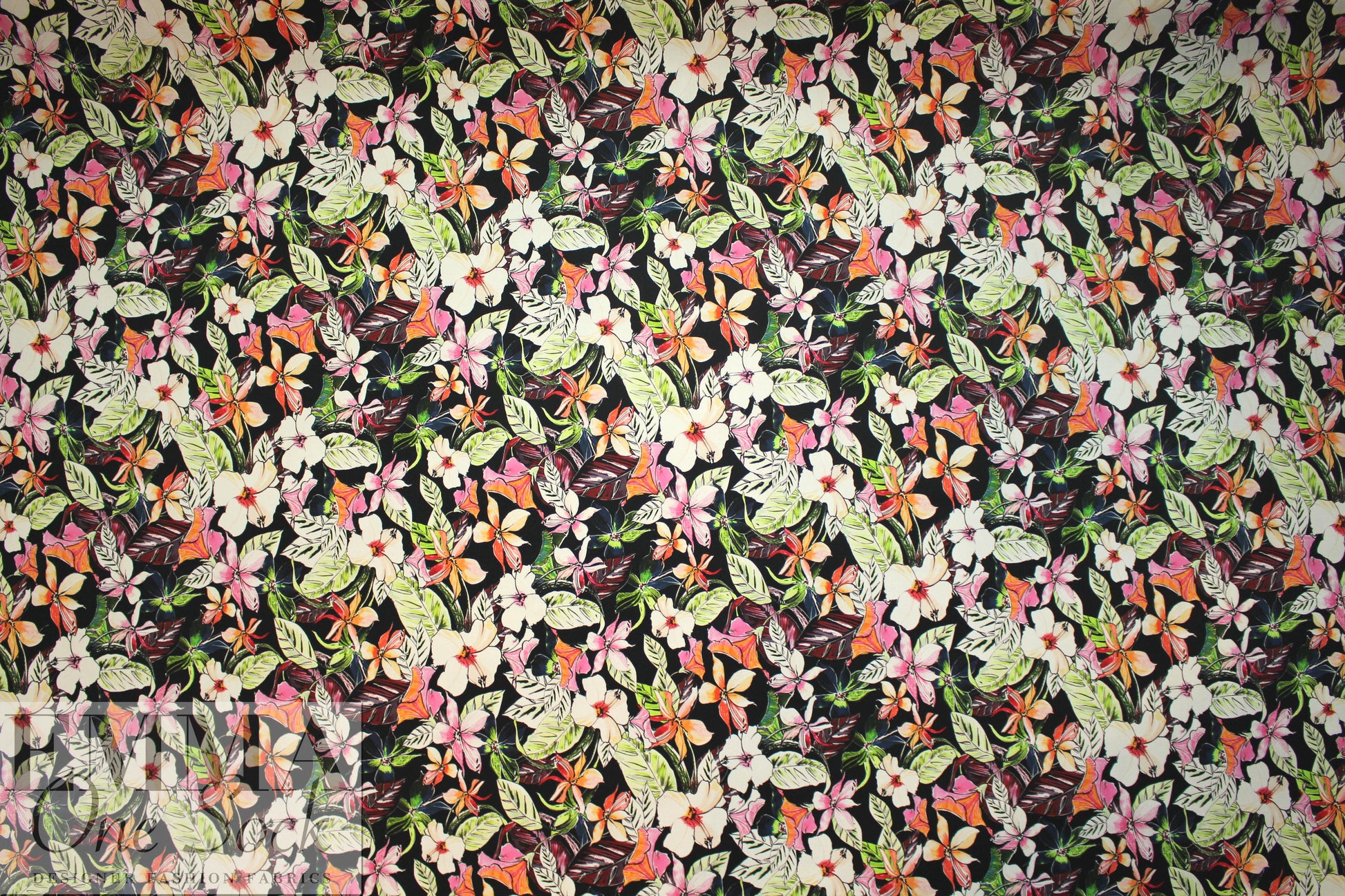 Italian 'Liberty' floral stretch cotton - pink/lime/orange 2.125 yds