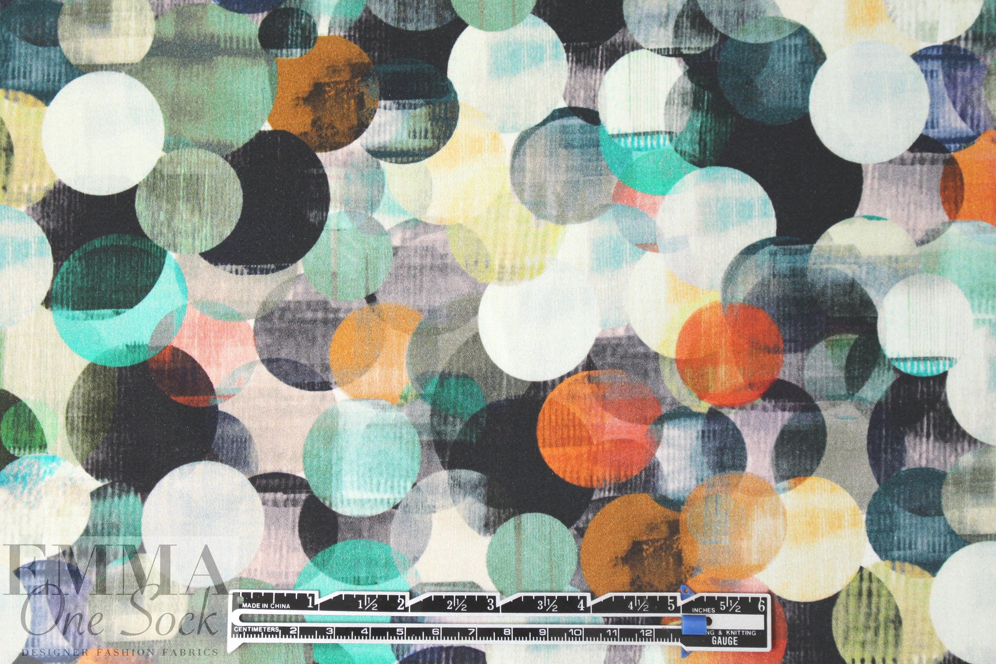 CA designer overlapping dots cotton stretch woven 1.125 yds