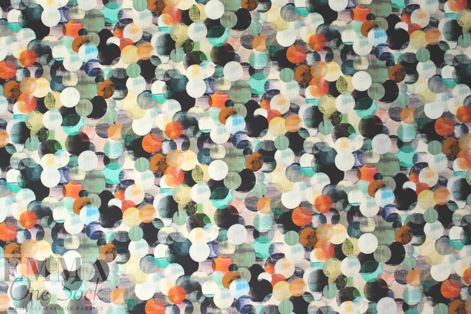 CA designer overlapping dots cotton stretch woven 1.125 yds