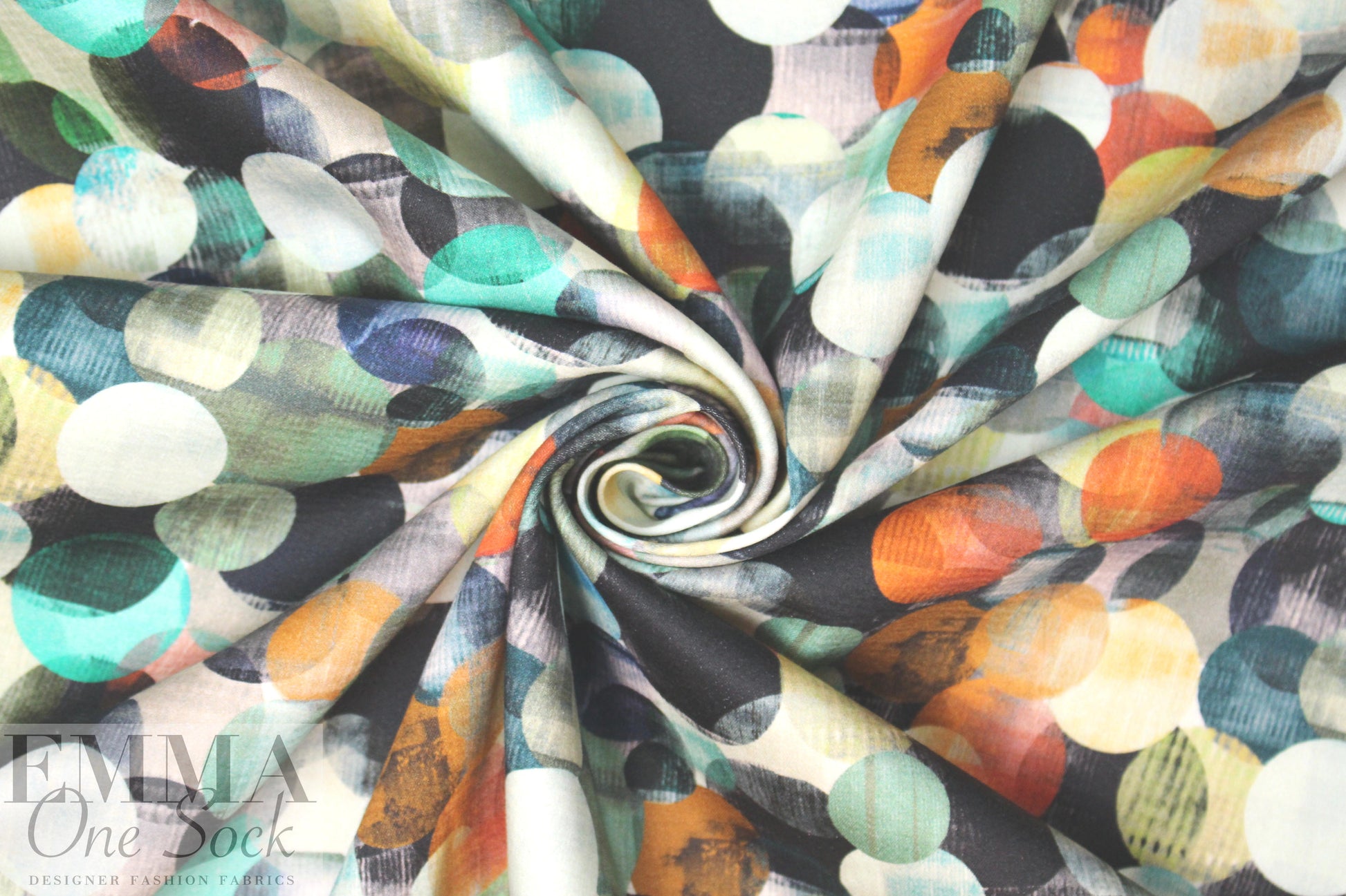 CA designer overlapping dots cotton stretch woven