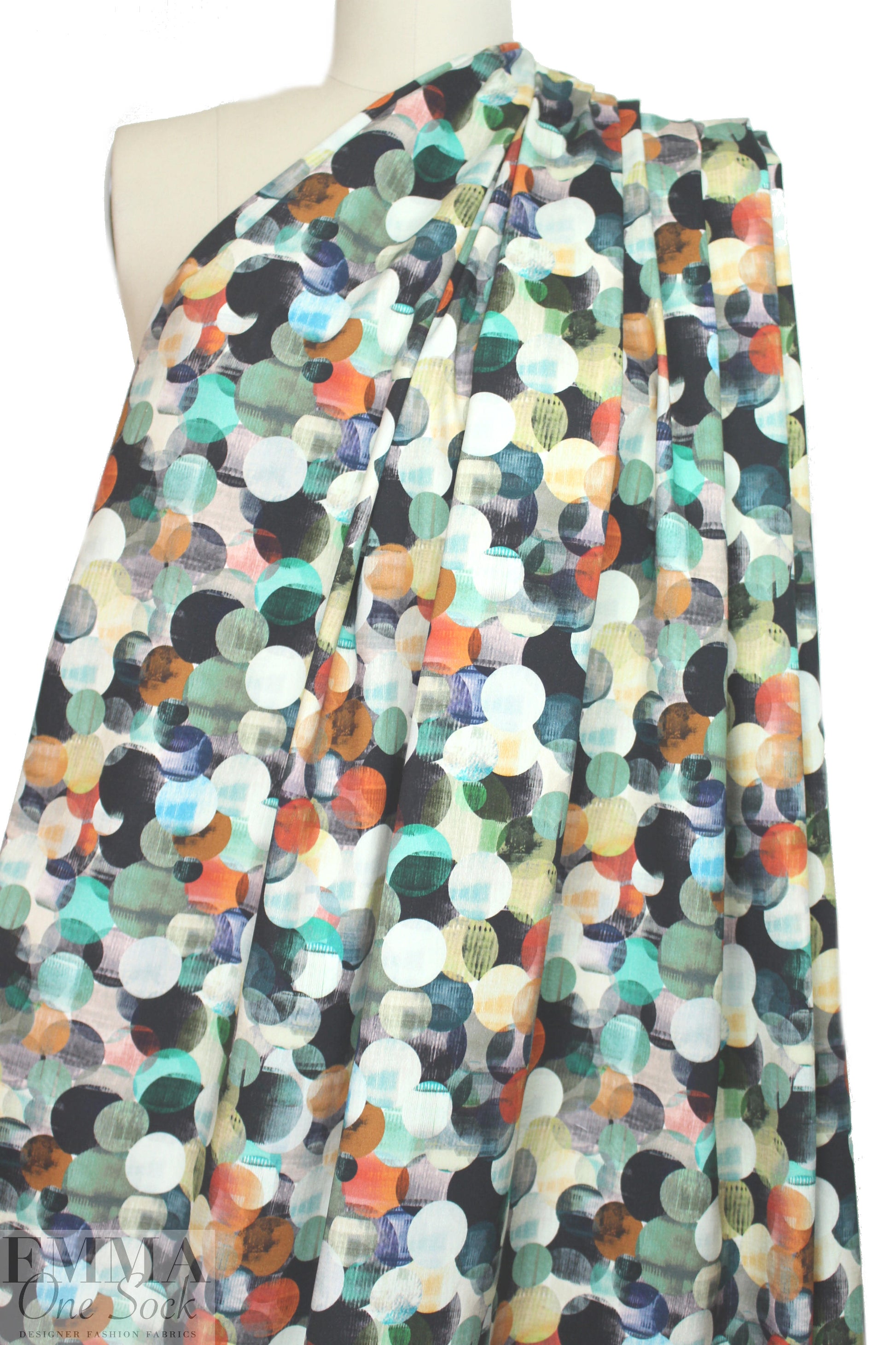 CA designer overlapping dots cotton stretch woven