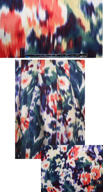 NY designer abstract flower cotton stretch sateen