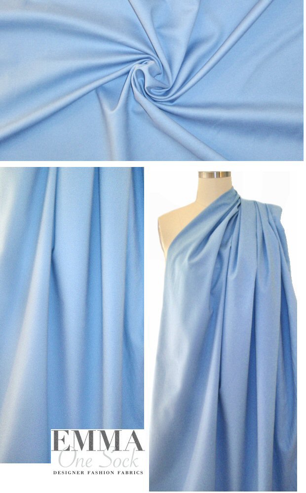 NY designer french blue stretch cotton woven