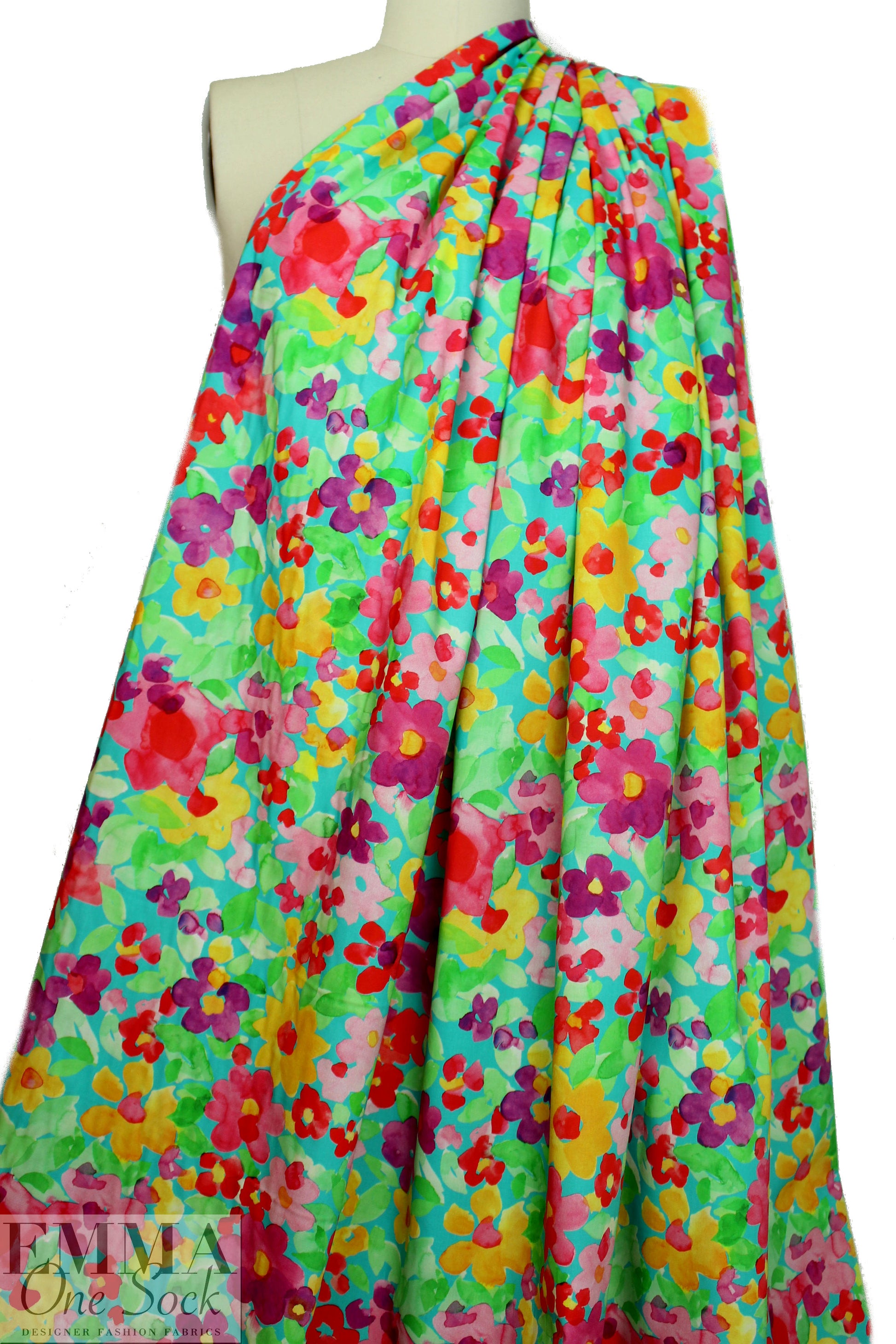 Italian cotton stretch shirting - painted flora