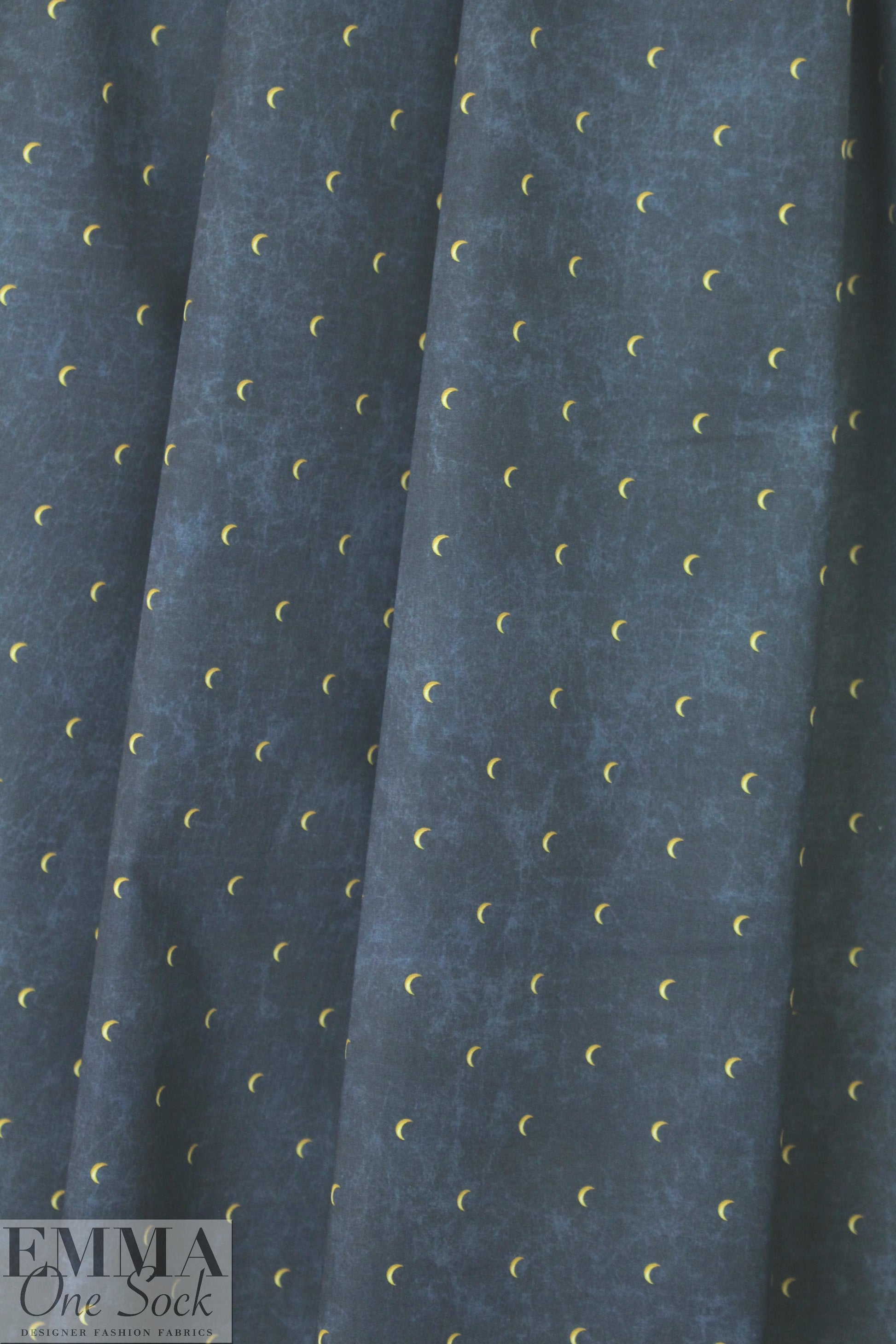 Caroline C0nstas crescent stretch cotton woven - navy 1.25 yds