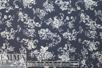 Caroline C0nstas navy deco floral cotton stretch shirting 2.25 yd