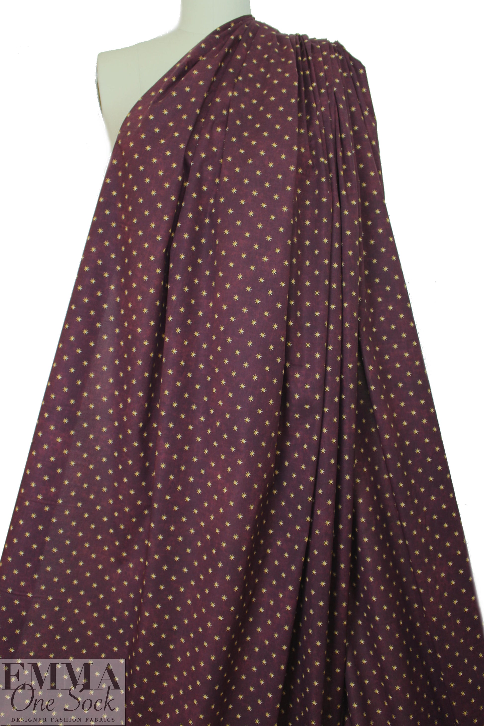 Caroline C0nstas starry stretch cotton woven - deep plum