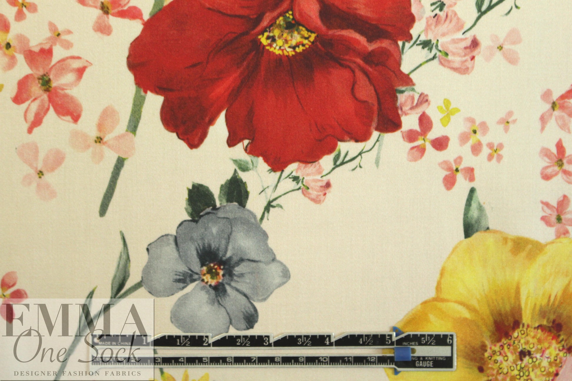 Italian cotton sateen stretch woven - flower shower