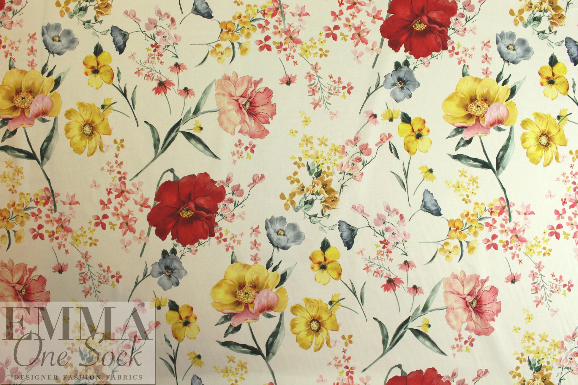 Italian cotton sateen stretch woven - flower shower