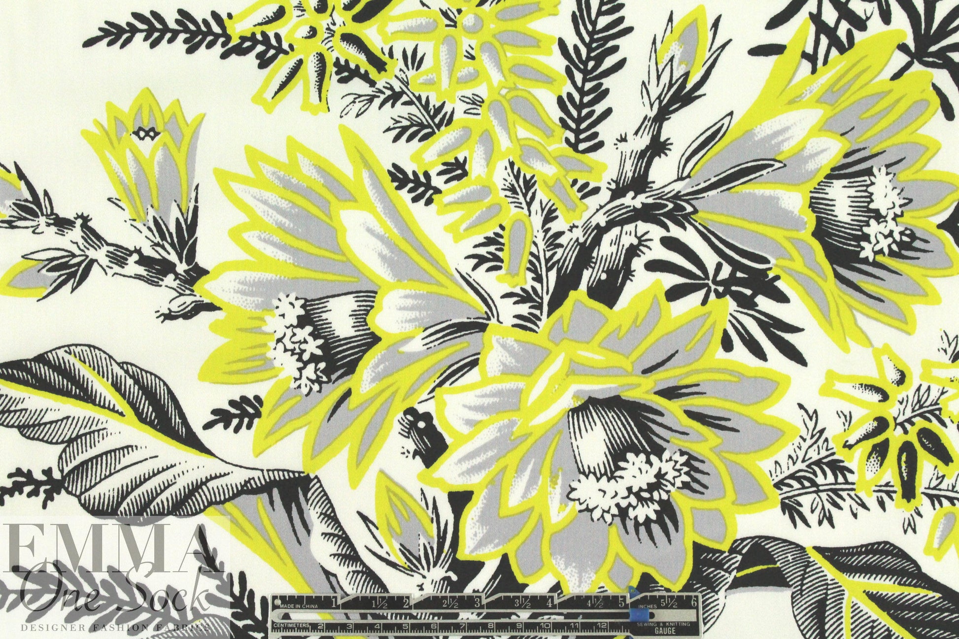 famous designer botanical cotton stretch woven