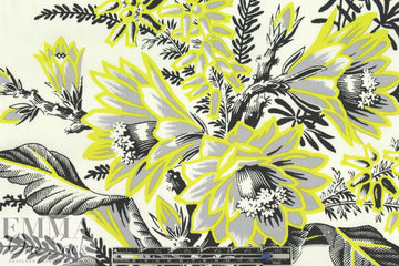 famous designer botanical cotton stretch woven