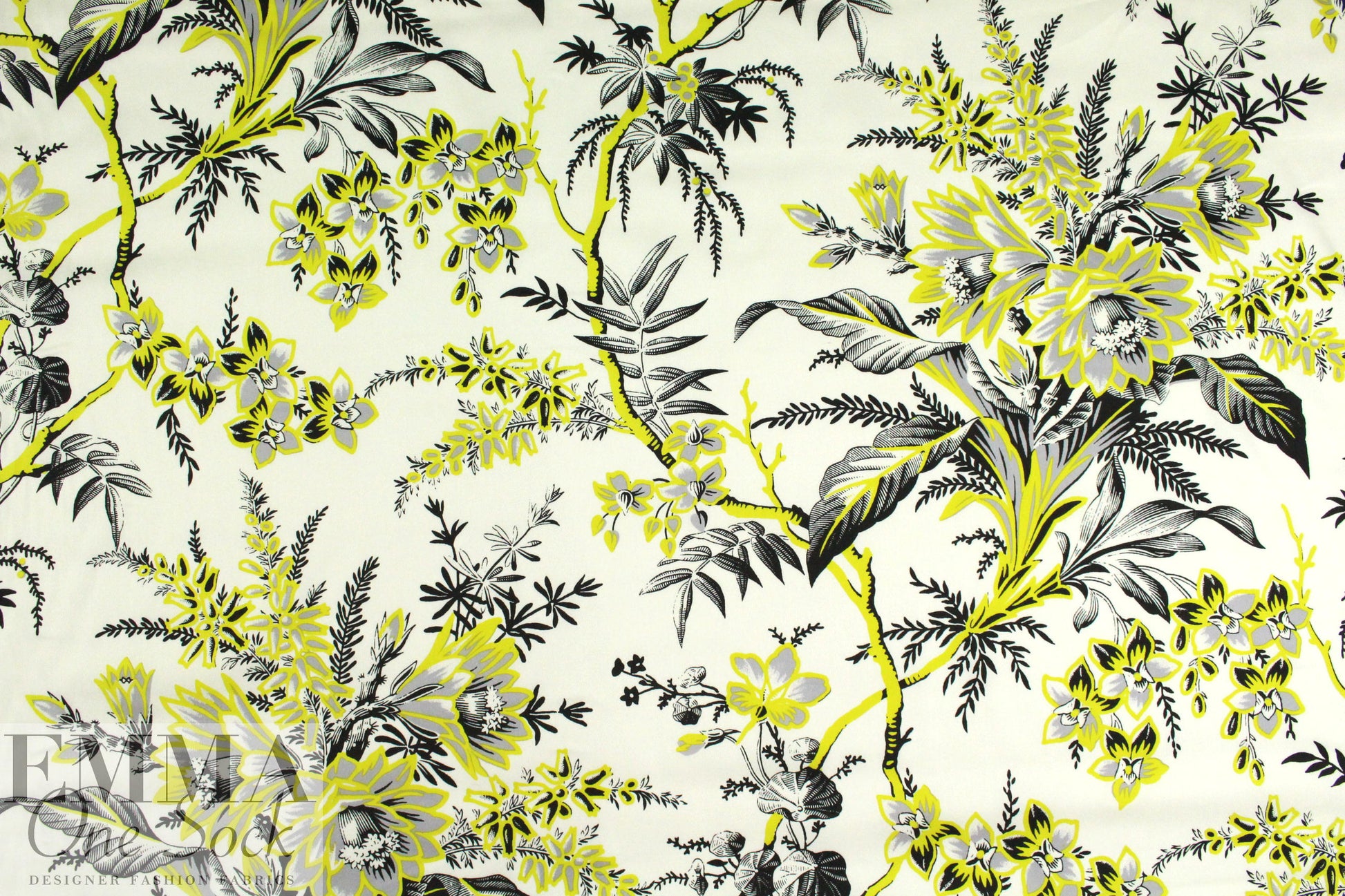 famous designer botanical cotton stretch woven