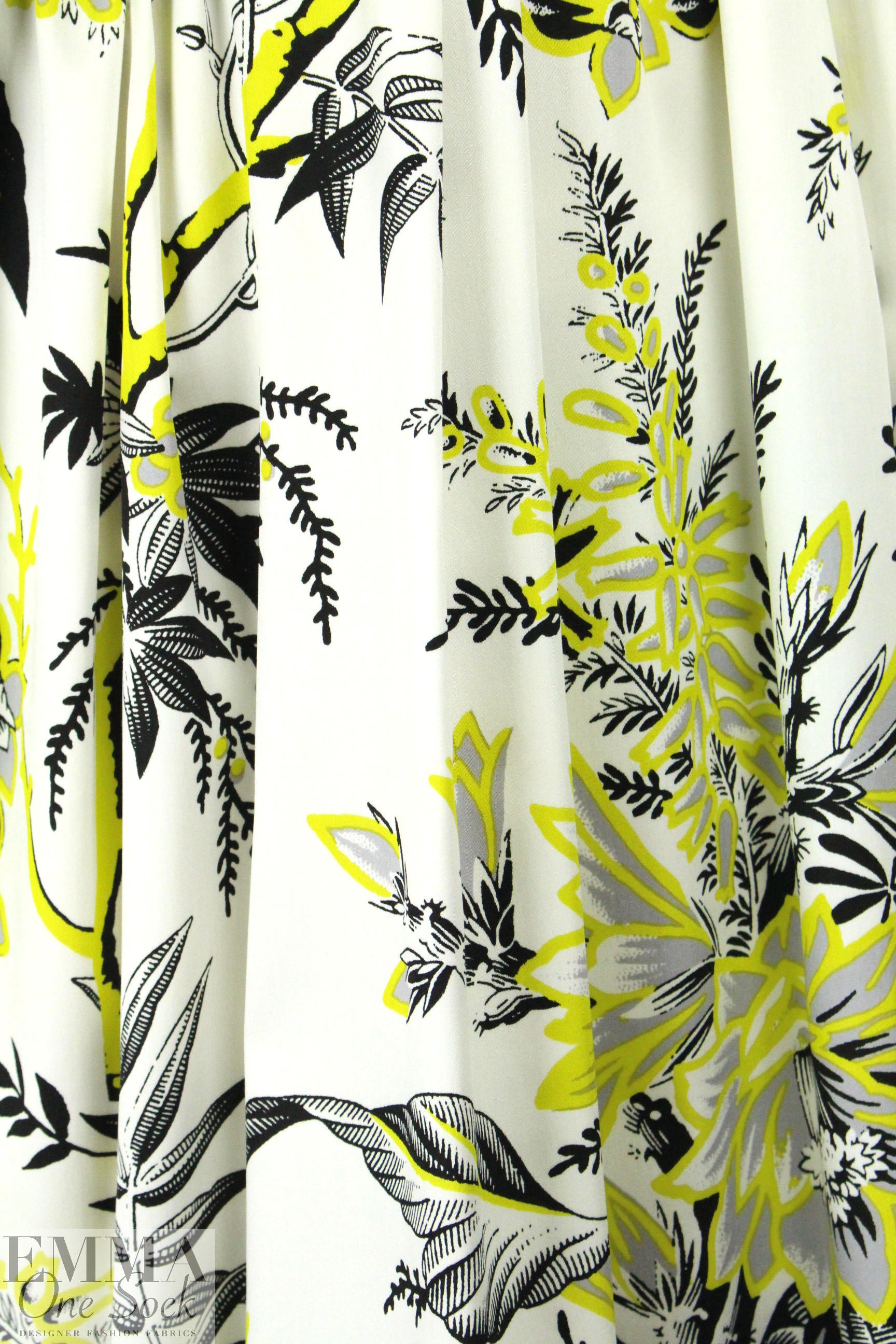 famous designer botanical cotton stretch woven