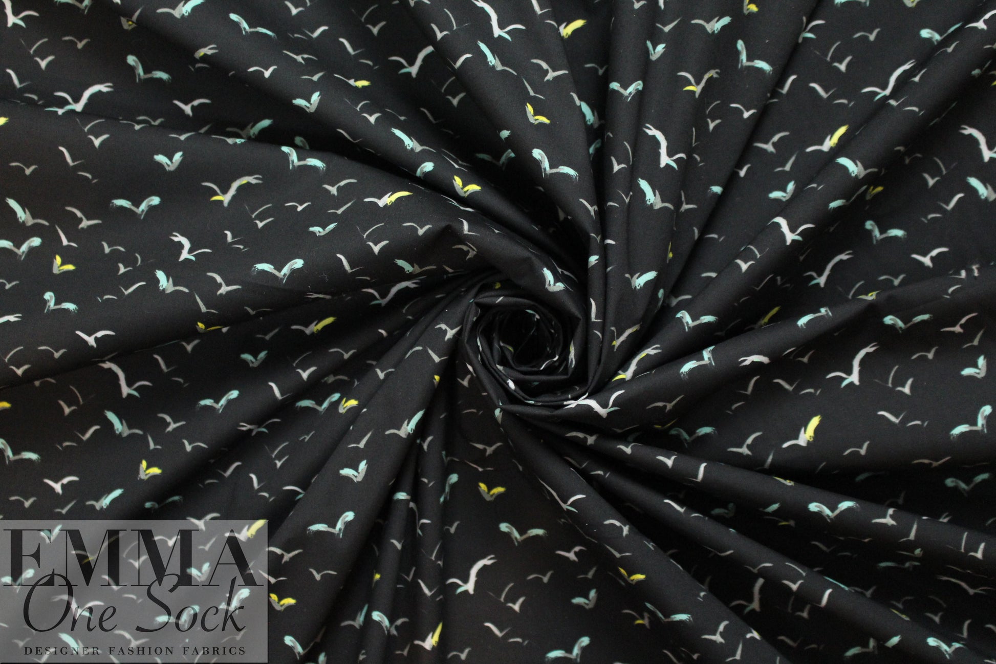 NY designer 'flights of fancy' cotton stretch woven