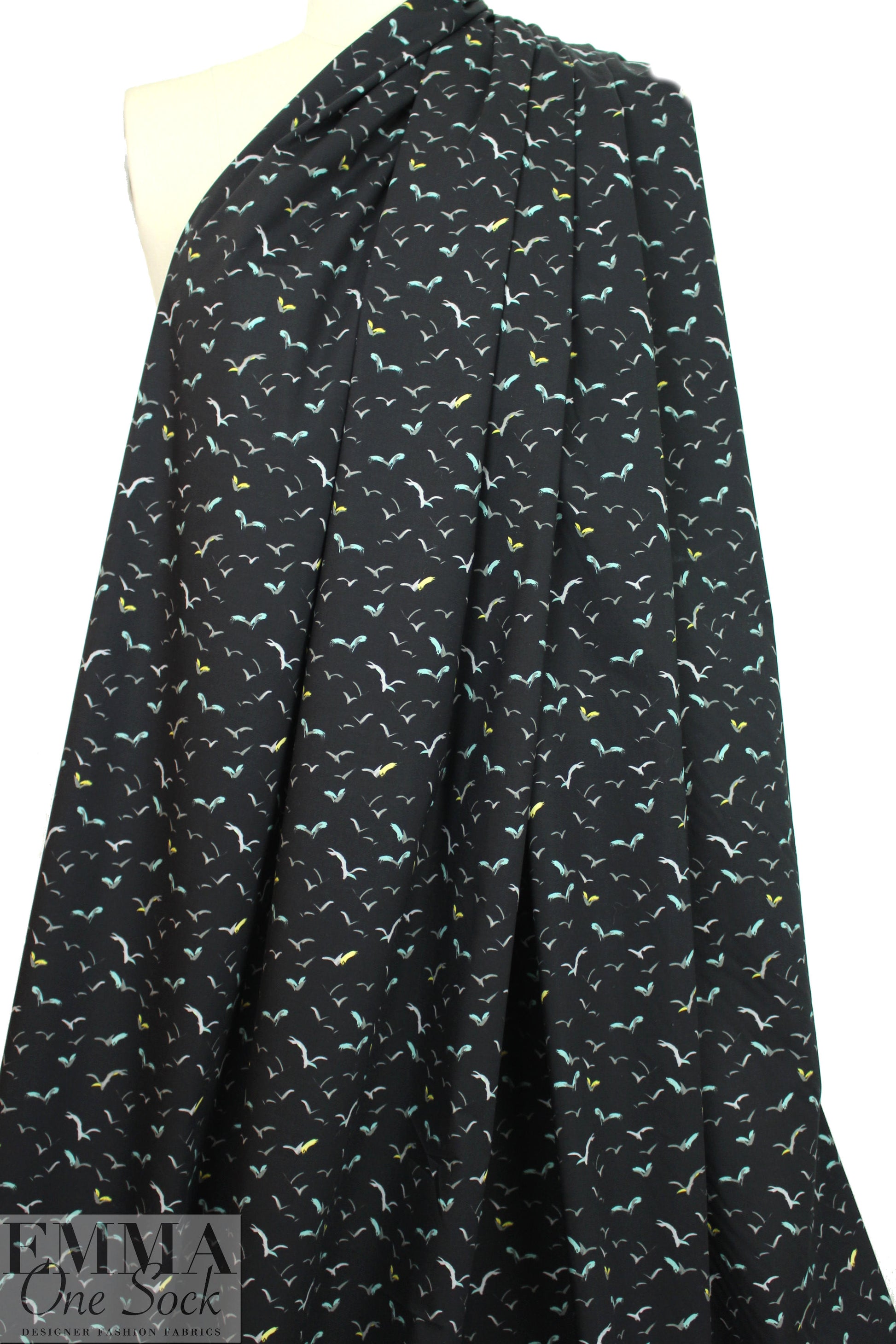 NY designer 'flights of fancy' cotton stretch woven