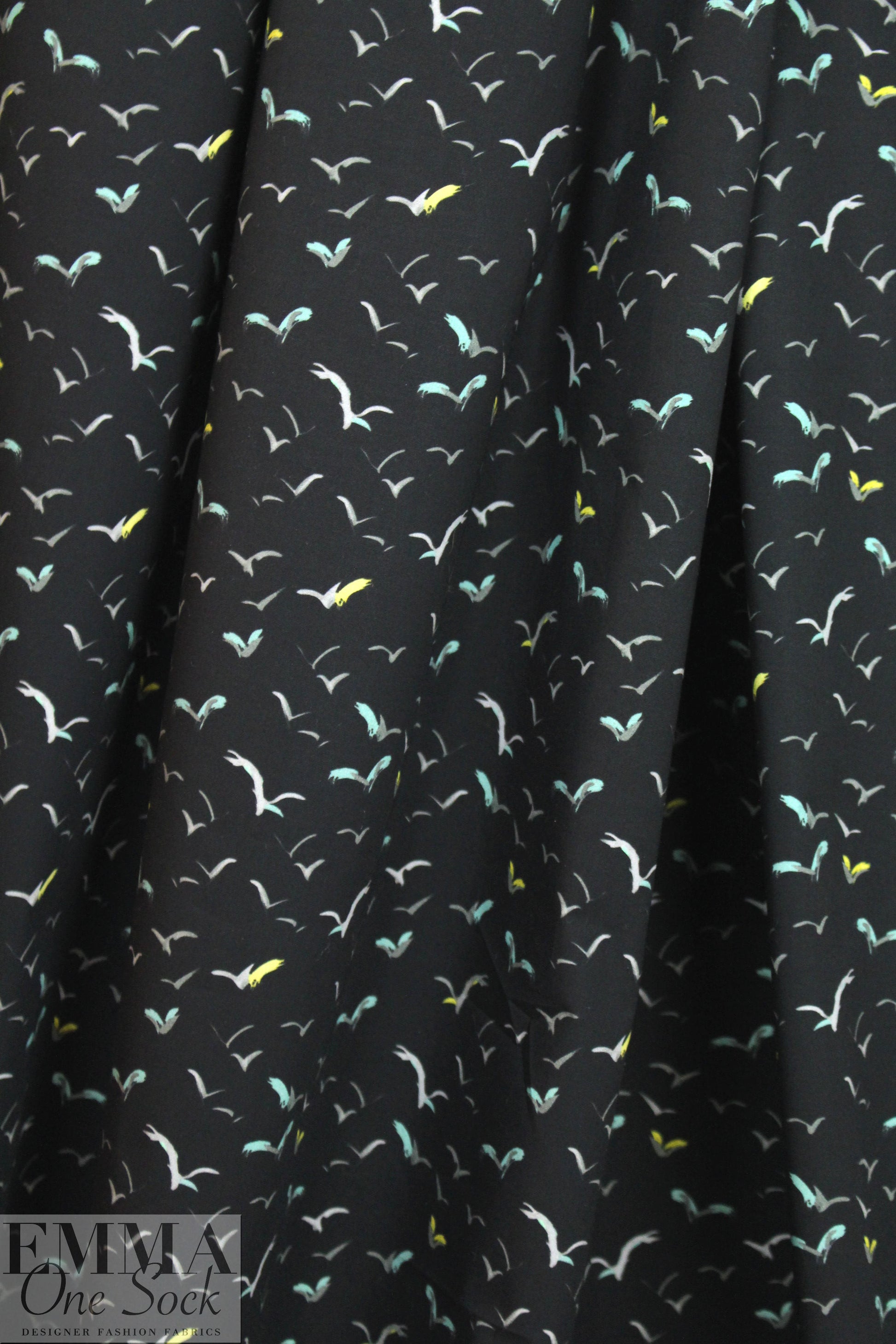 NY designer 'flights of fancy' cotton stretch woven