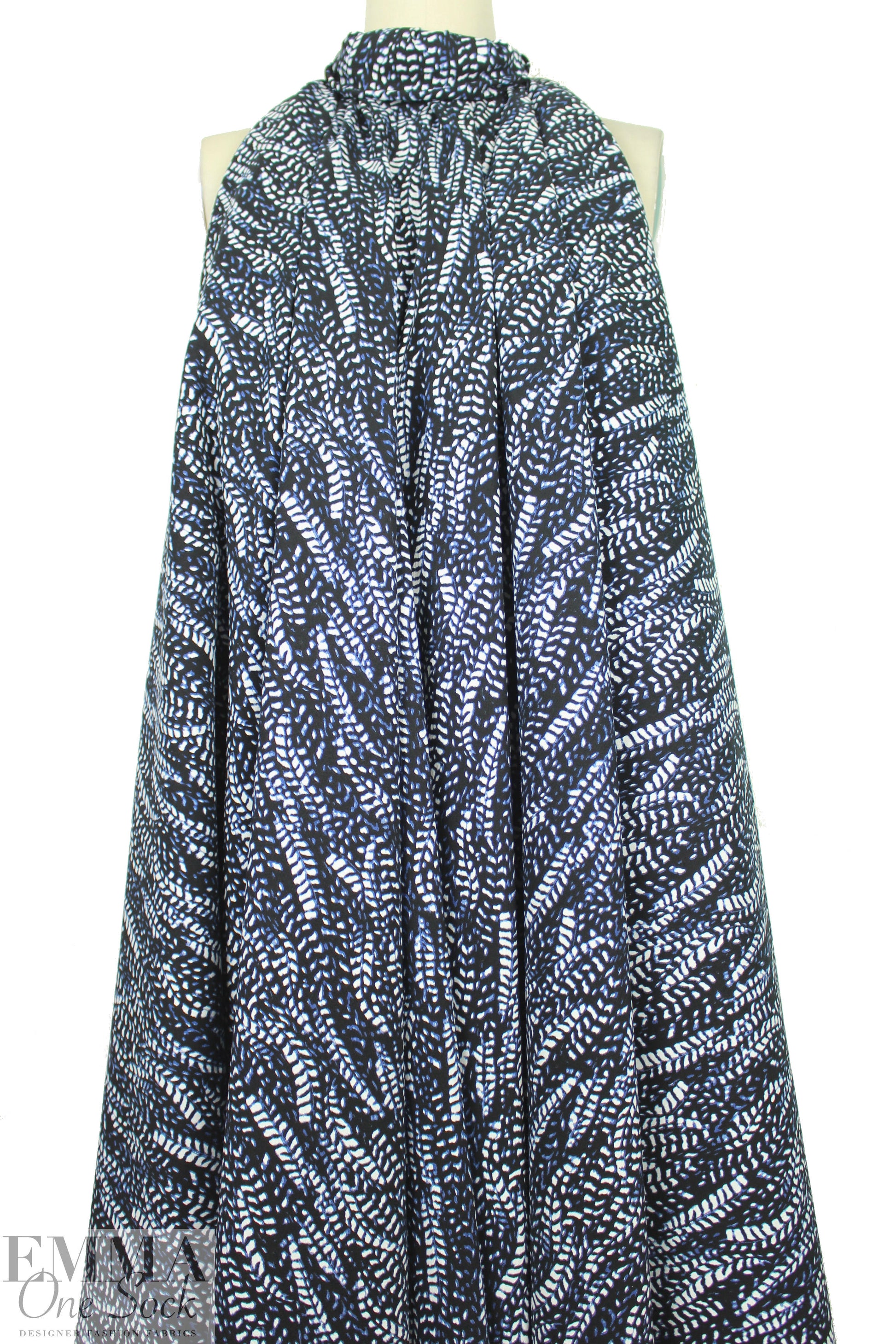 NY designer vertical stretch leafy graphic cotton woven