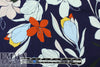 NY designer navy stylized floral stretch cotton woven 2 yd