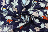 NY designer navy stylized floral stretch cotton woven 2 yd