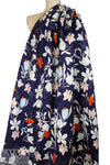 NY designer navy stylized floral stretch cotton woven 2 yds