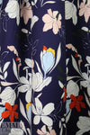NY designer navy stylized floral stretch cotton woven 2 yds
