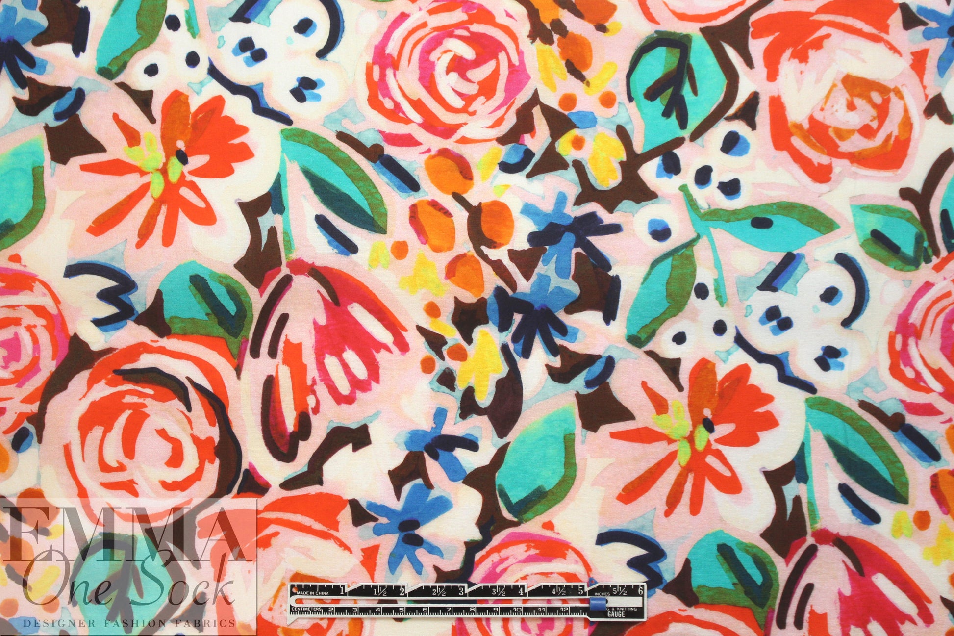NY designer flower sketch cotton stretch shirting
