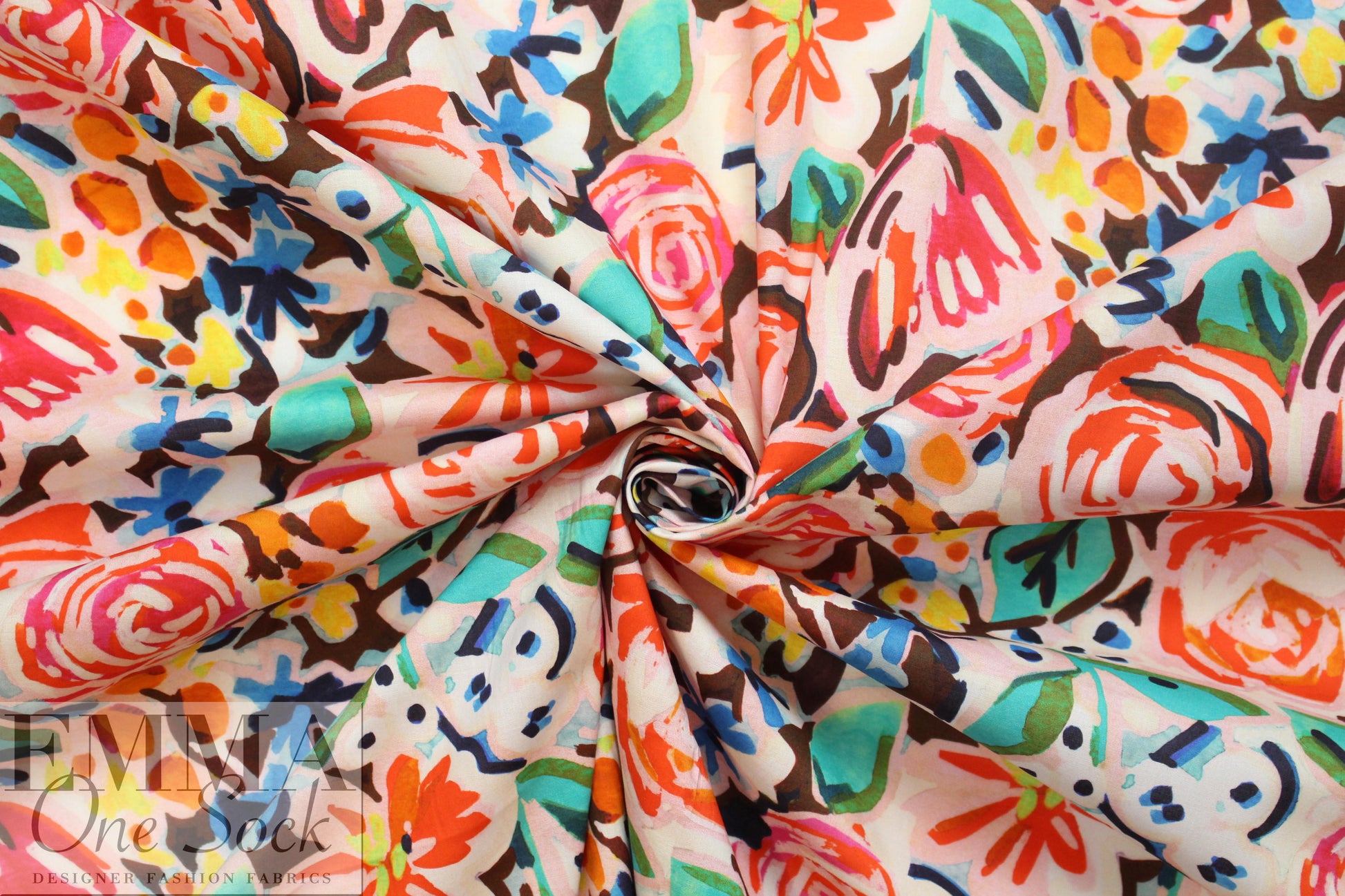 NY designer flower sketch cotton stretch shirting