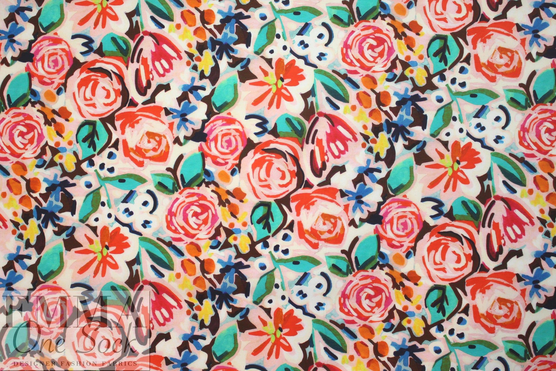 NY designer flower sketch cotton stretch shirting