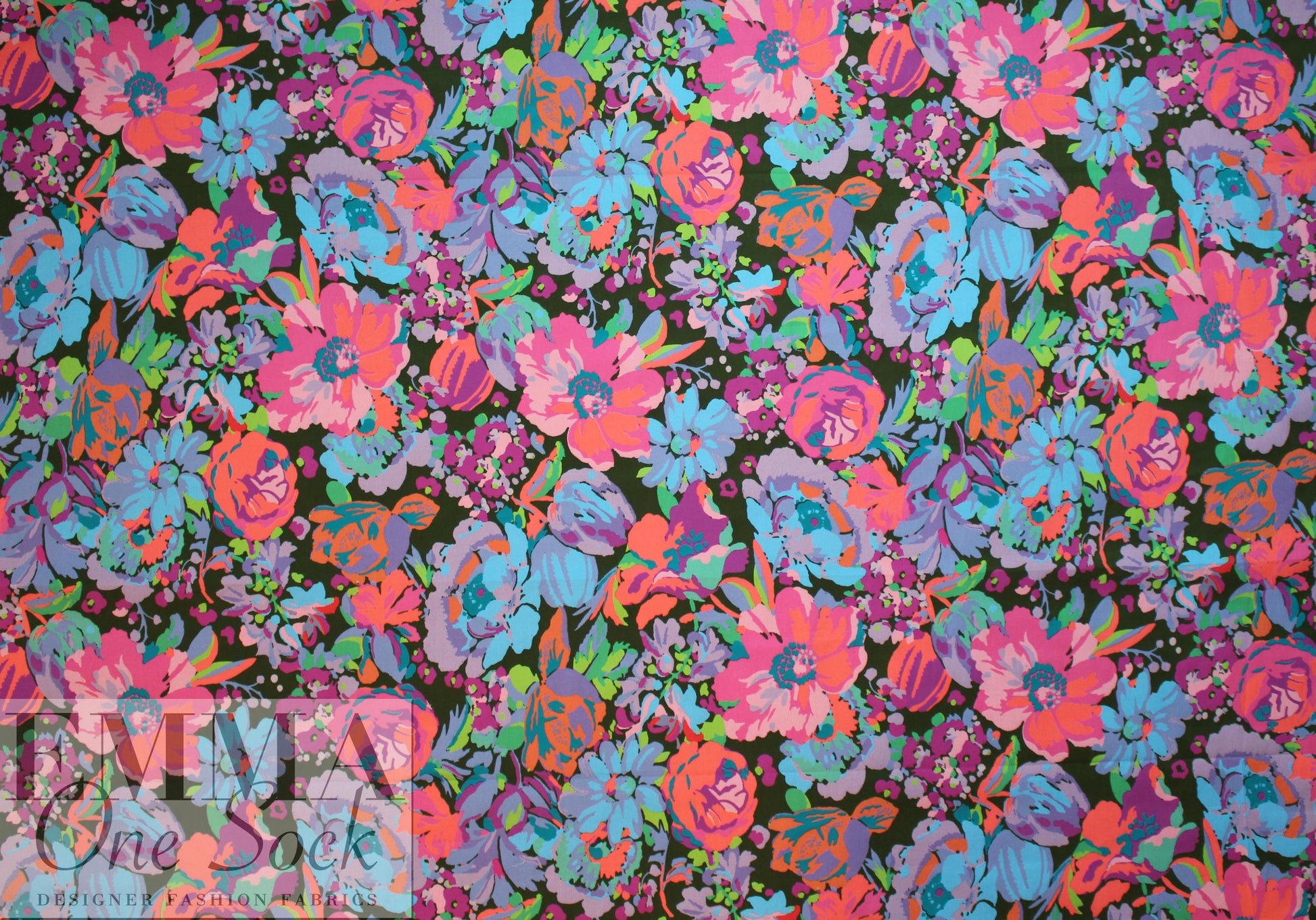 Italian painted flowers cotton stretch shirting