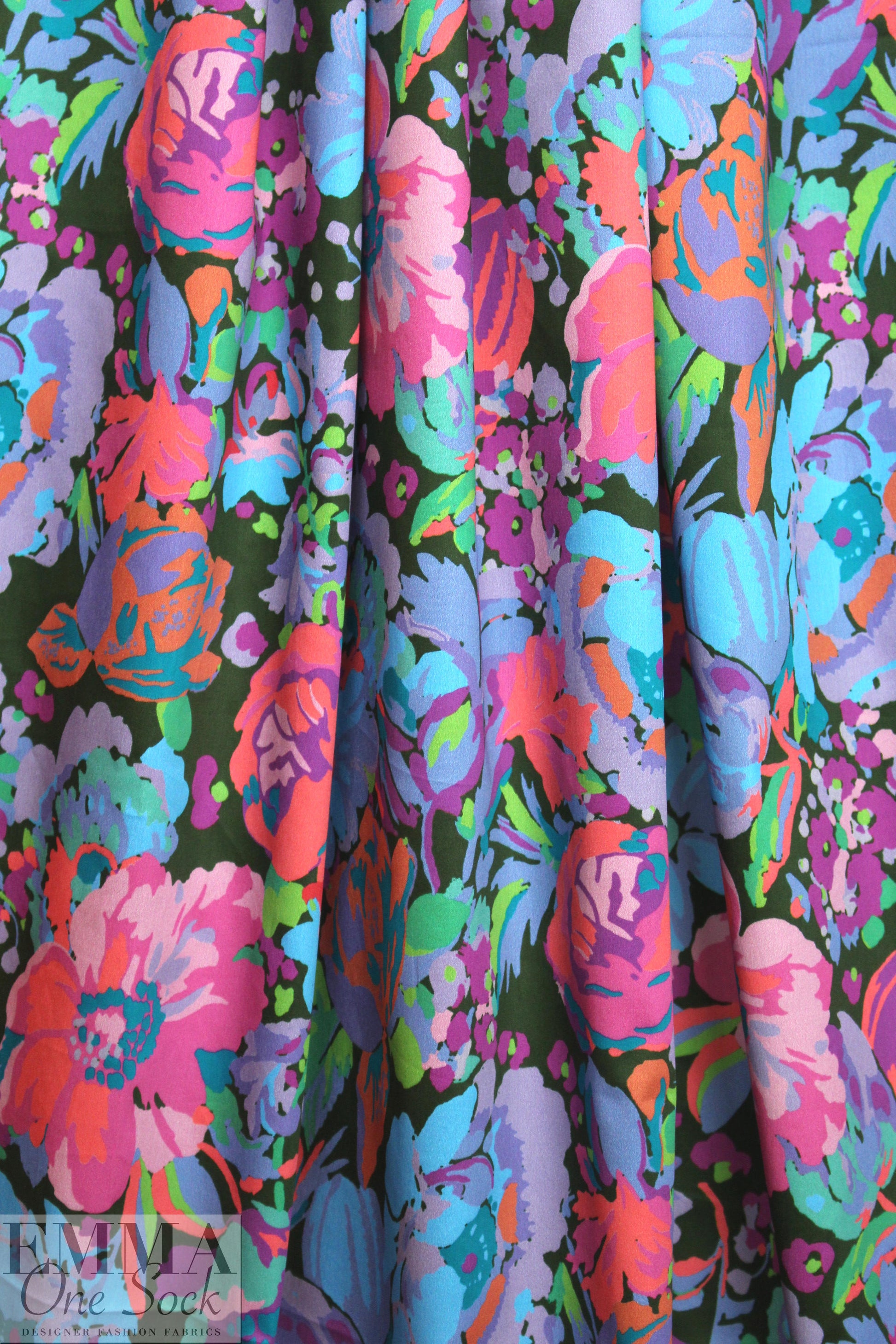 Italian painted flowers cotton stretch shirting