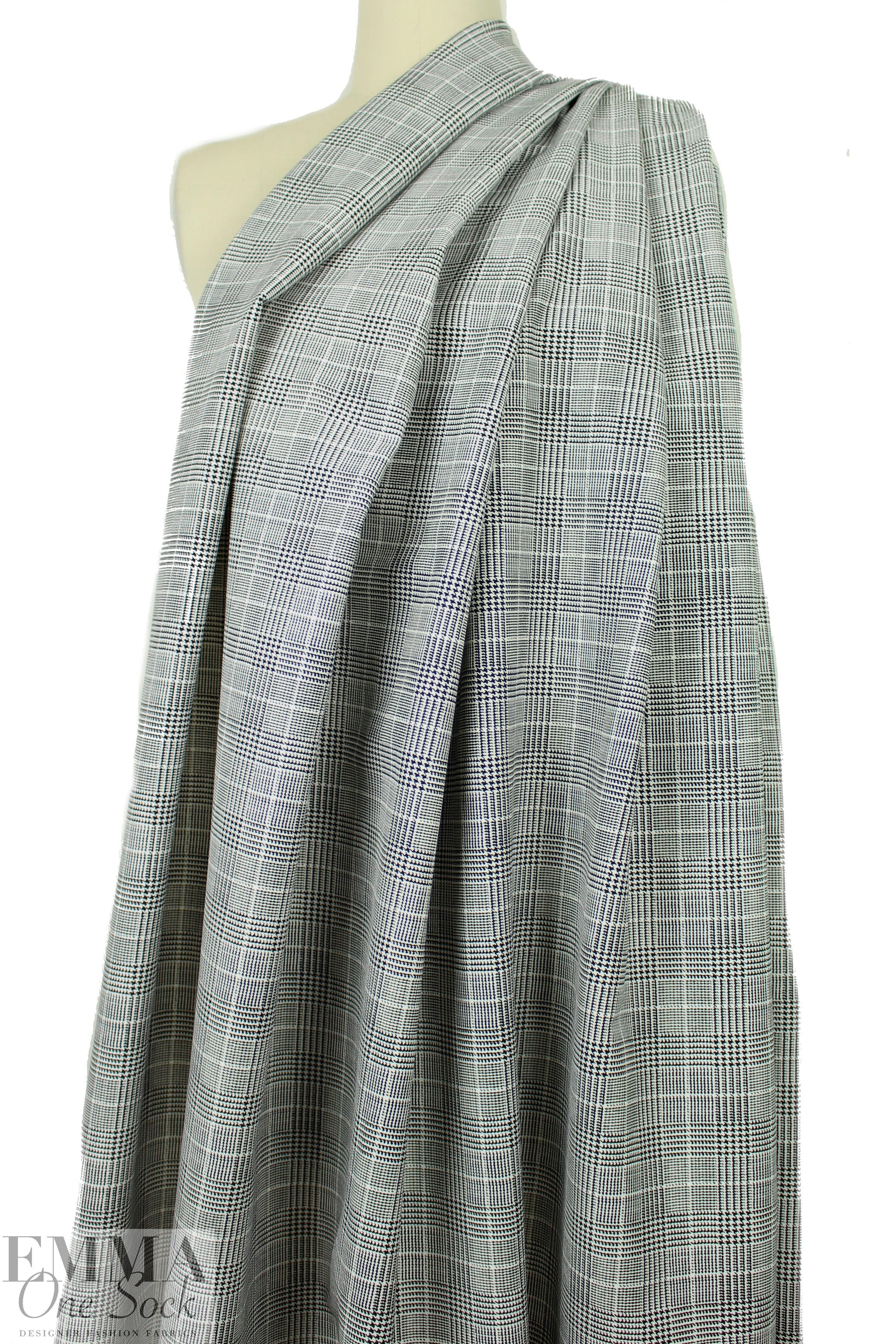 NY designer glen plaid printed cotton woven 1.625 yd